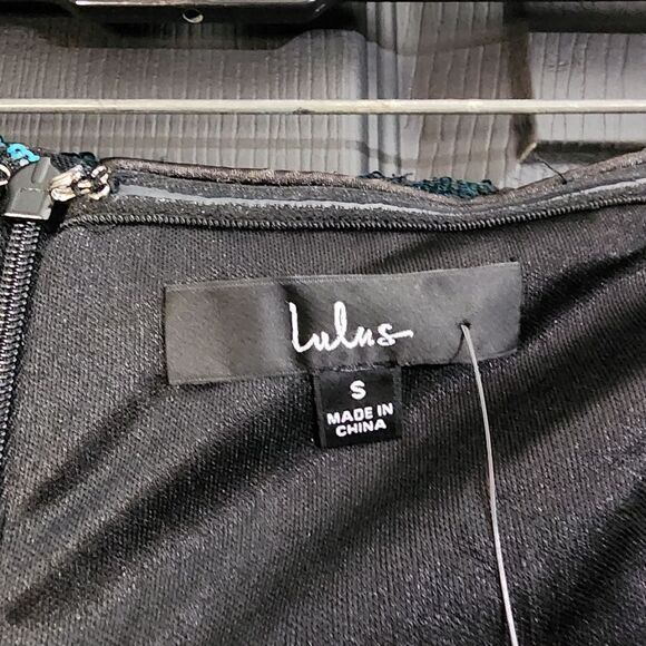 Lulus 'Dazzling Magic' Teal and Black Sequin Strapless Maxi Dress - Picture 13 of 16